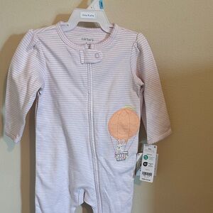 Carter's Lavender Striped Baby Footie with Bunny and Balloon